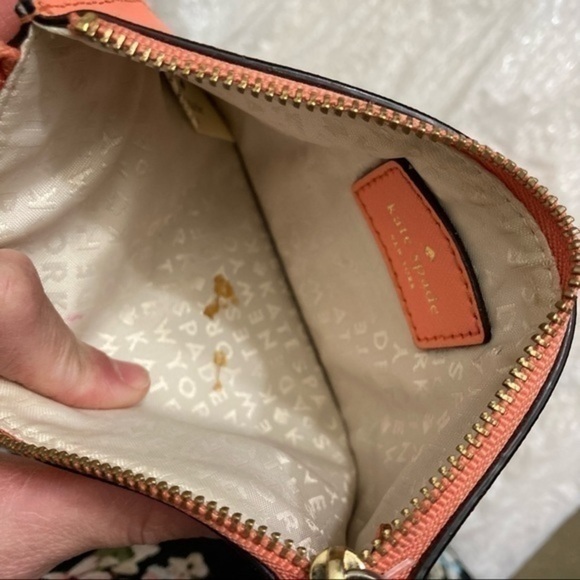 Kate spade peach saffiano leather wristlet bag